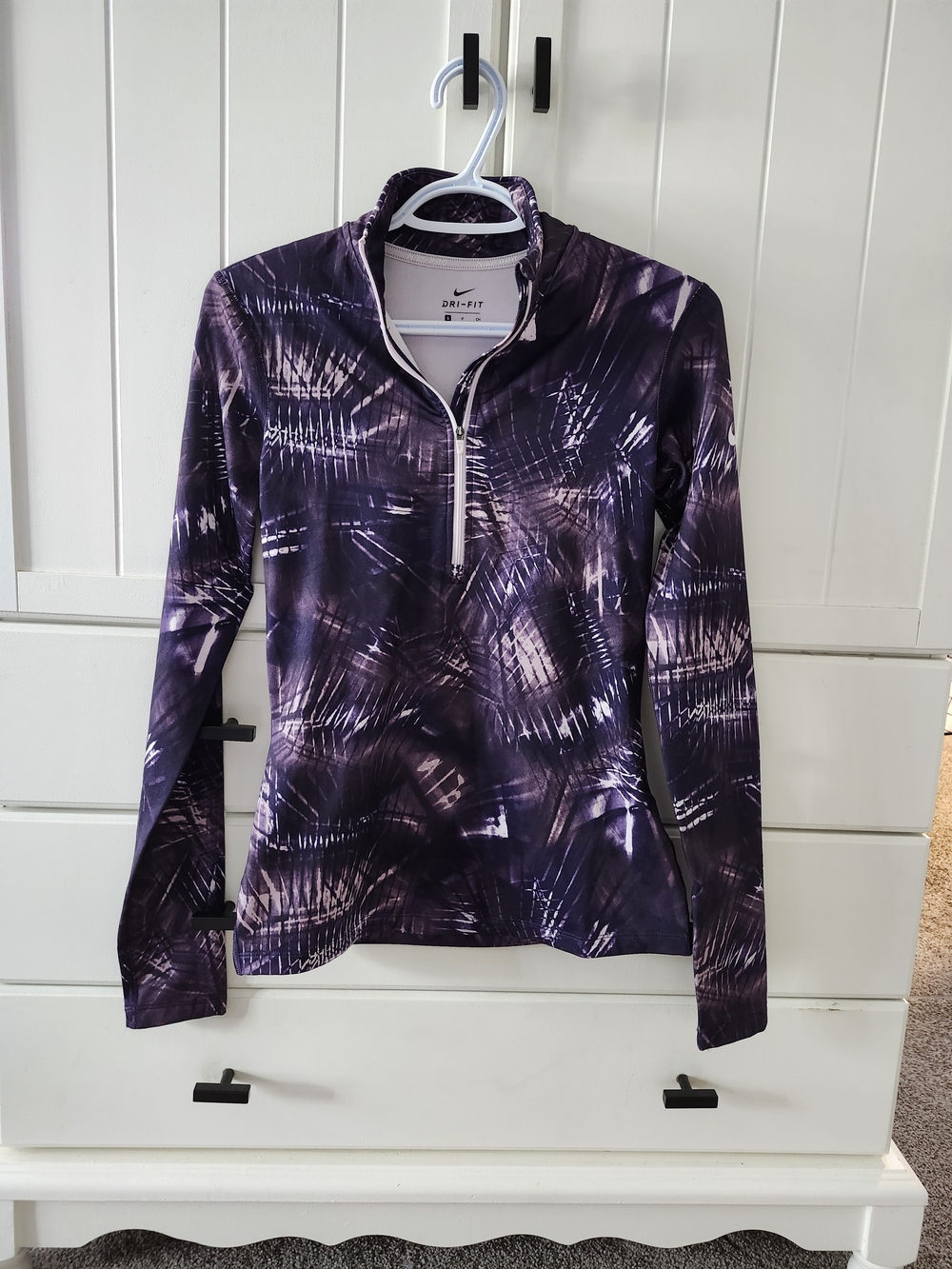 Nike Purple Printed Quarter-Zip Dri-FIT Top Sz S